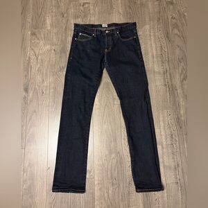 Naked and famous Men's Dark Blue selvedged Slim Straight Jeans